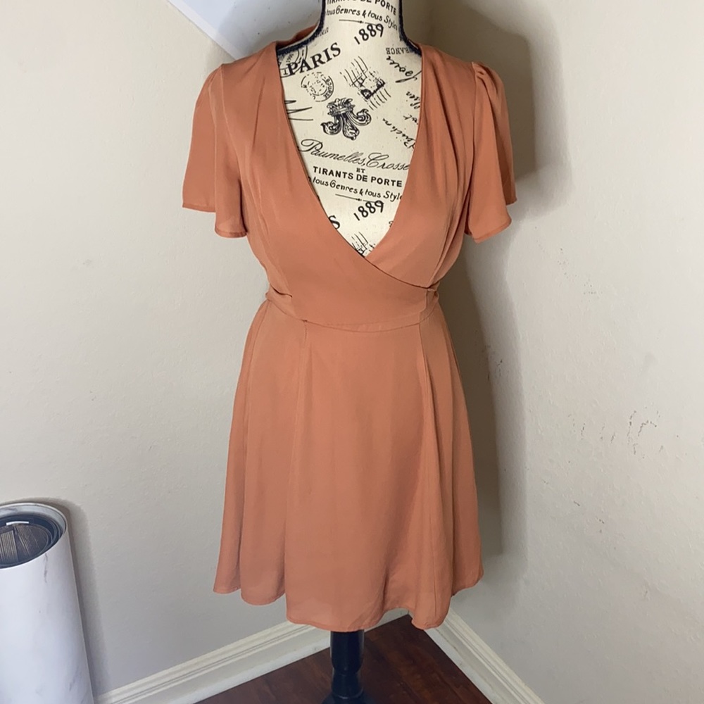 Urban Outfitters Rust Wrap Midi Dress